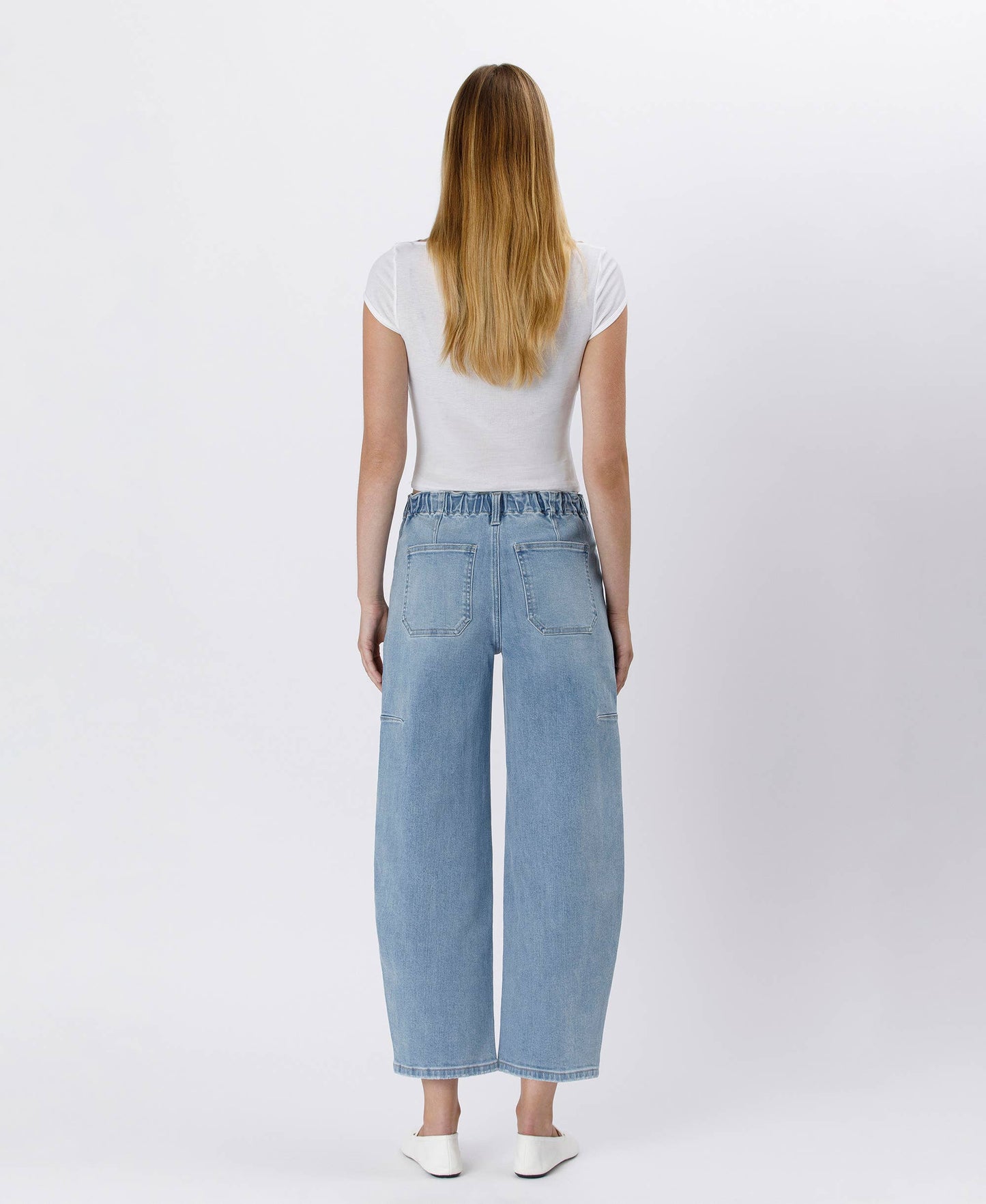 SUPER HIGH RISE ELASTIC BAND BARREL JEANS