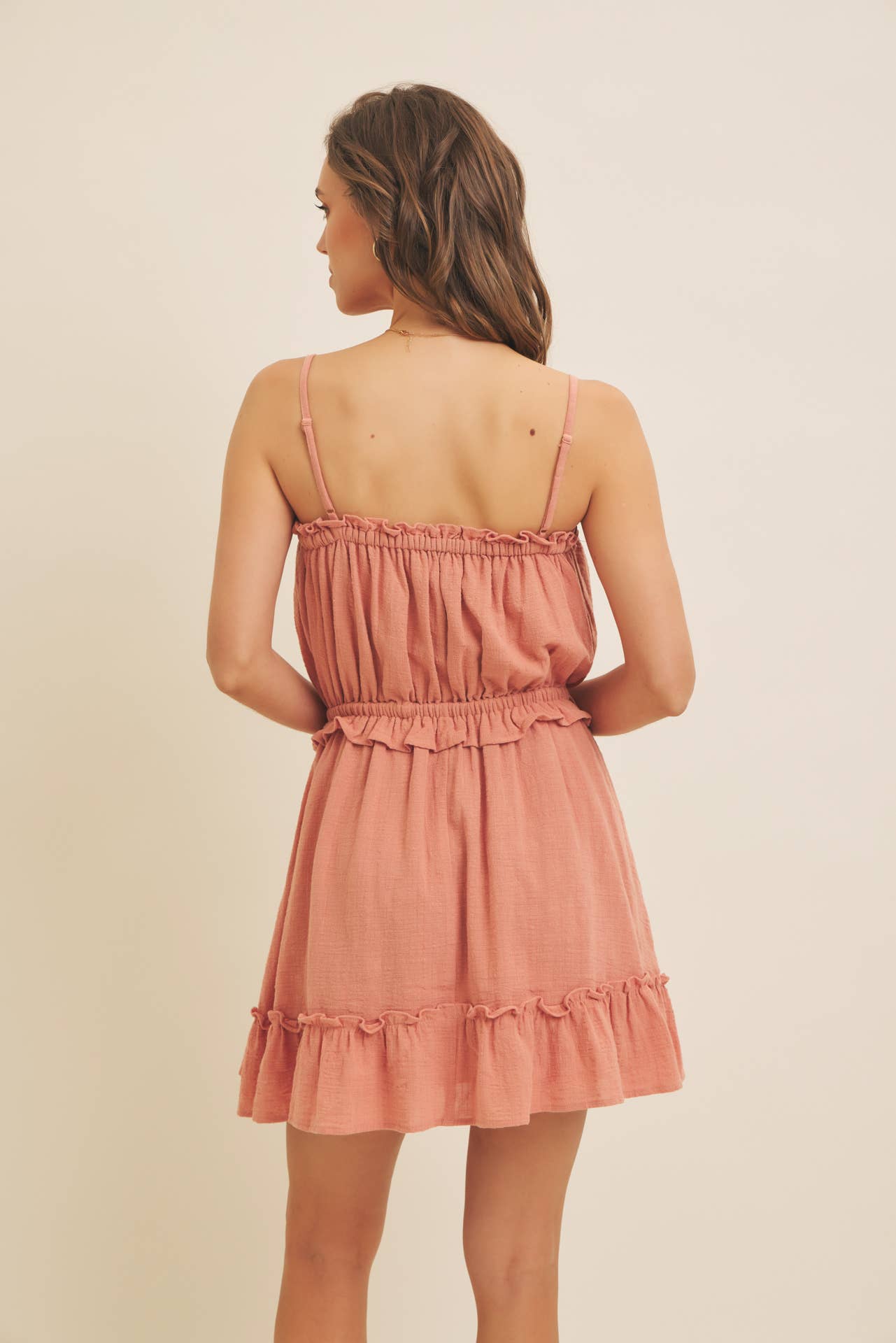 LIGHTWEIGHT COTTON GAUZE MINI DRESS WITH WAIST BOW TIE