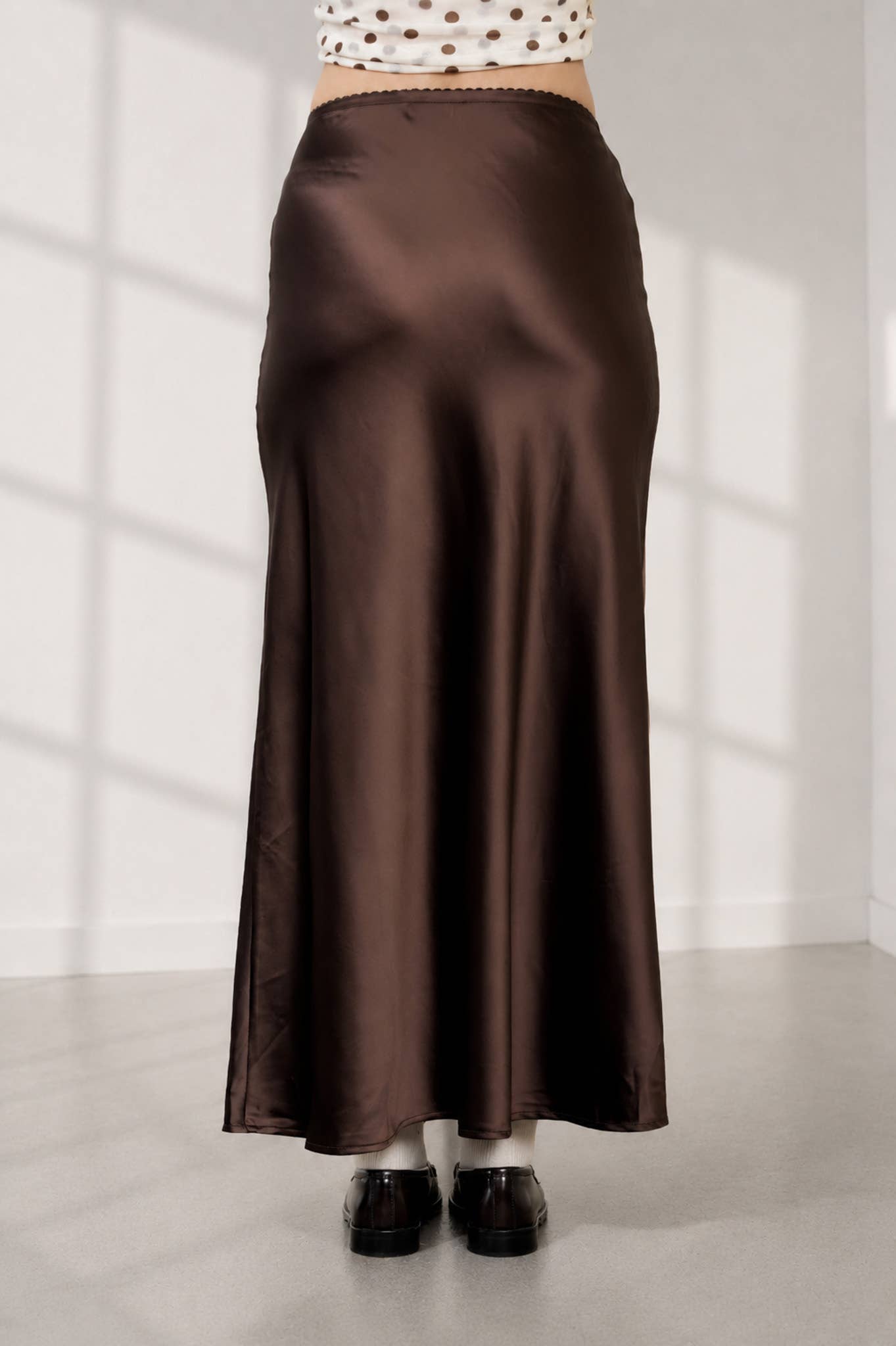 SATIN SLIP MIDI SKIRT