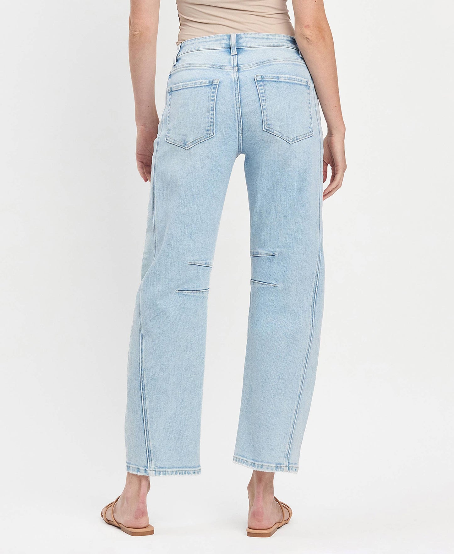 HIGH RISE SEAM DETAIL BARREL LEG JEANS