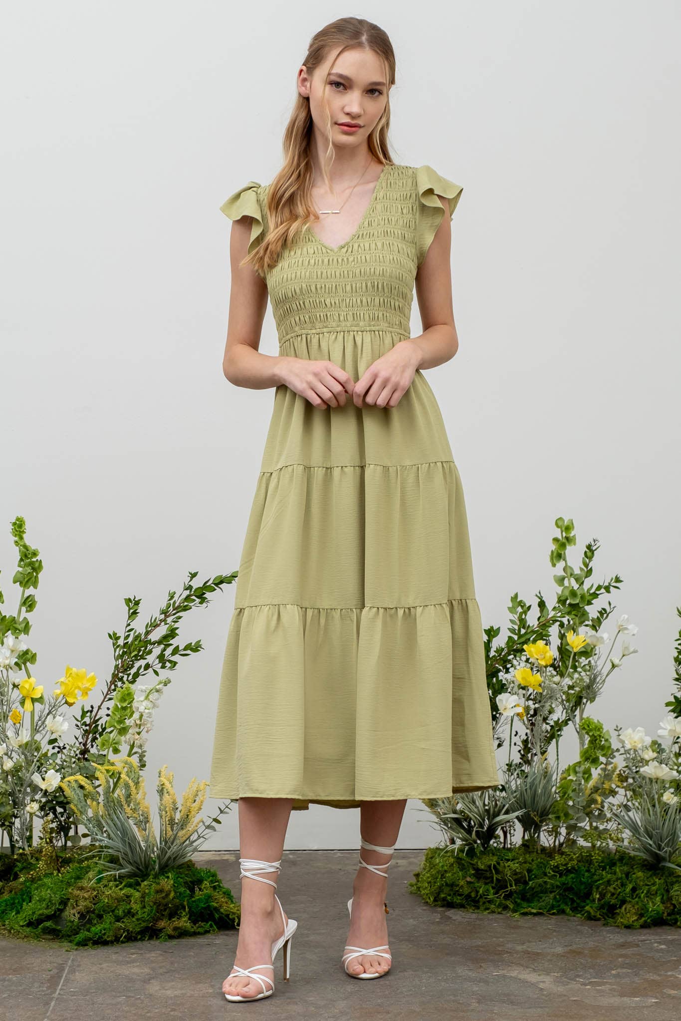 FLUTTER SLEEVE MAXI DRESS