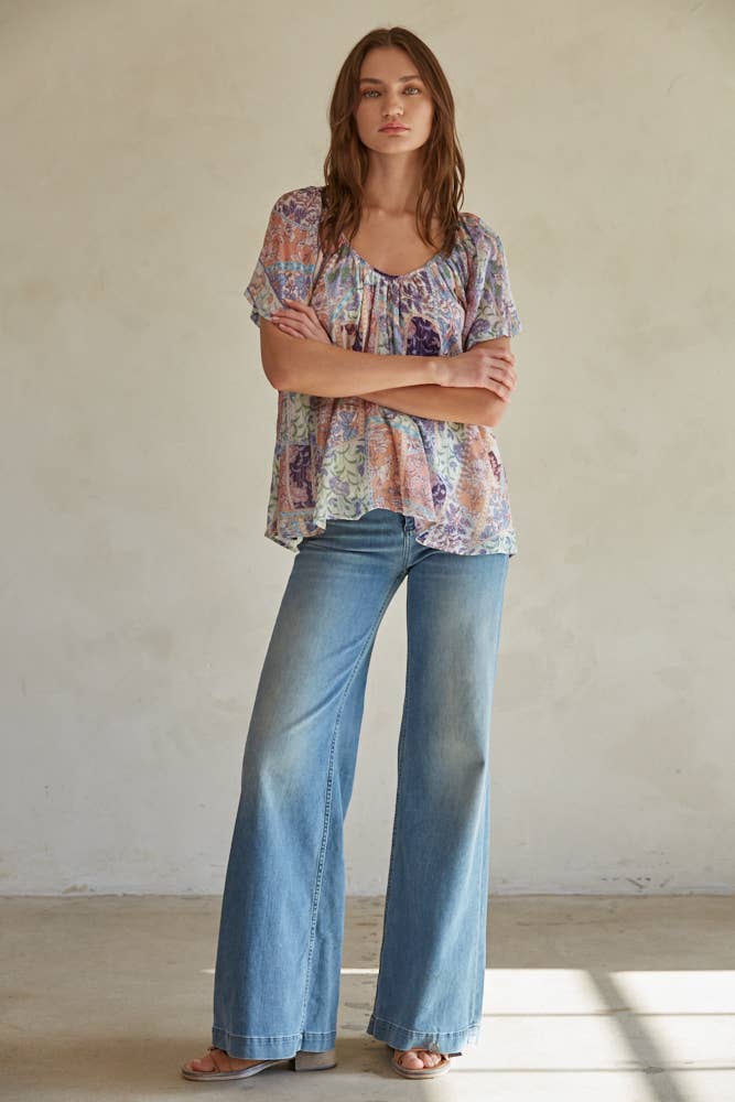 FLORAL PATCH PRINT BLOUSE
