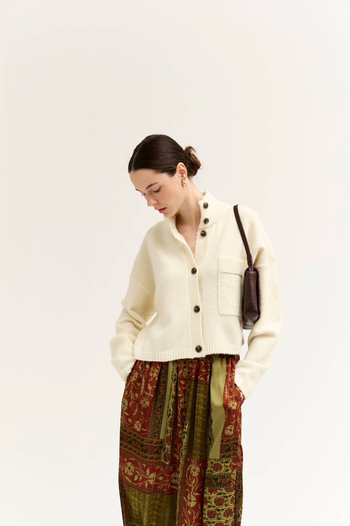 FUNNEL NECK CROP CARDIGAN