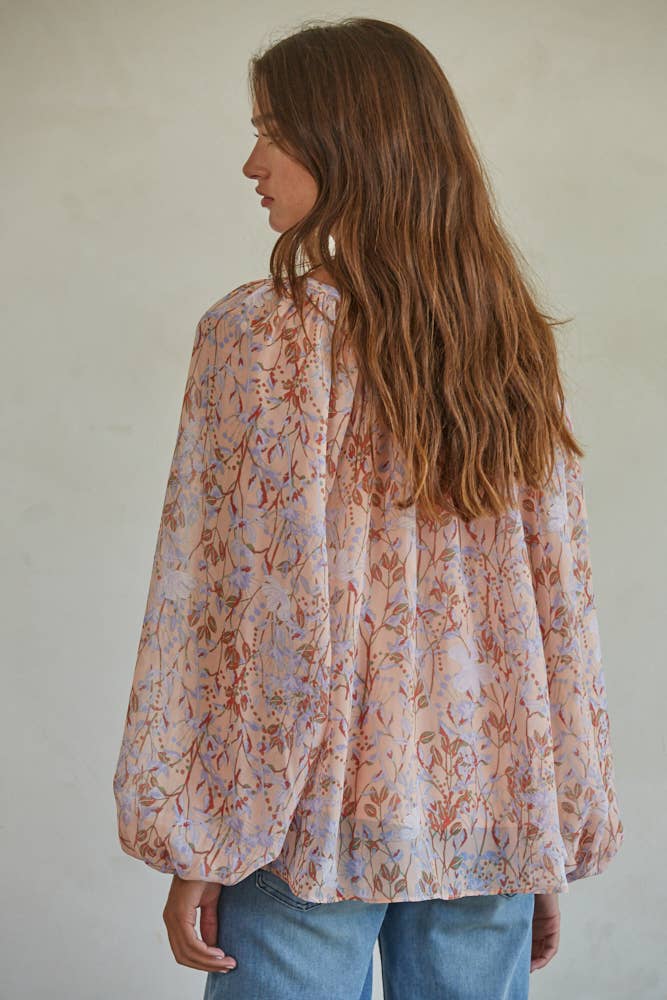 FLORAL PRINT LONG SLEEVE TOP